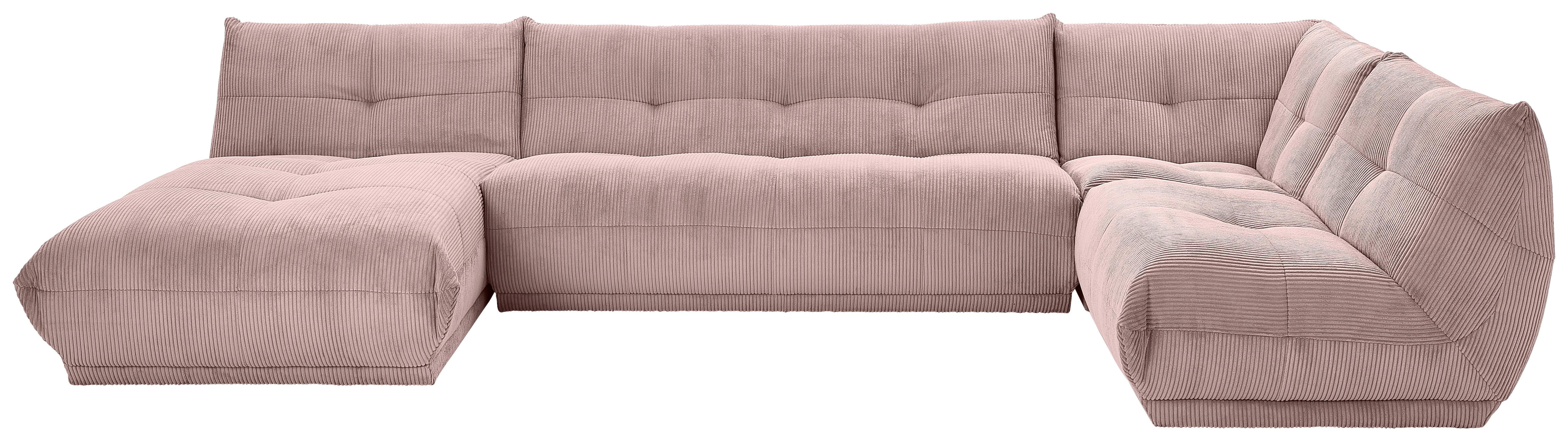 Wohnlandschaft Giselle Altrosa Cord - Altrosa, Trend, Textil (185/390/210cm) - Livetastic