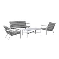 LOUNGEGARNITUR VISBY - Hellgrau/Weiß, MODERN, Textil/Metall (138/73/82.5cm) - Beldano