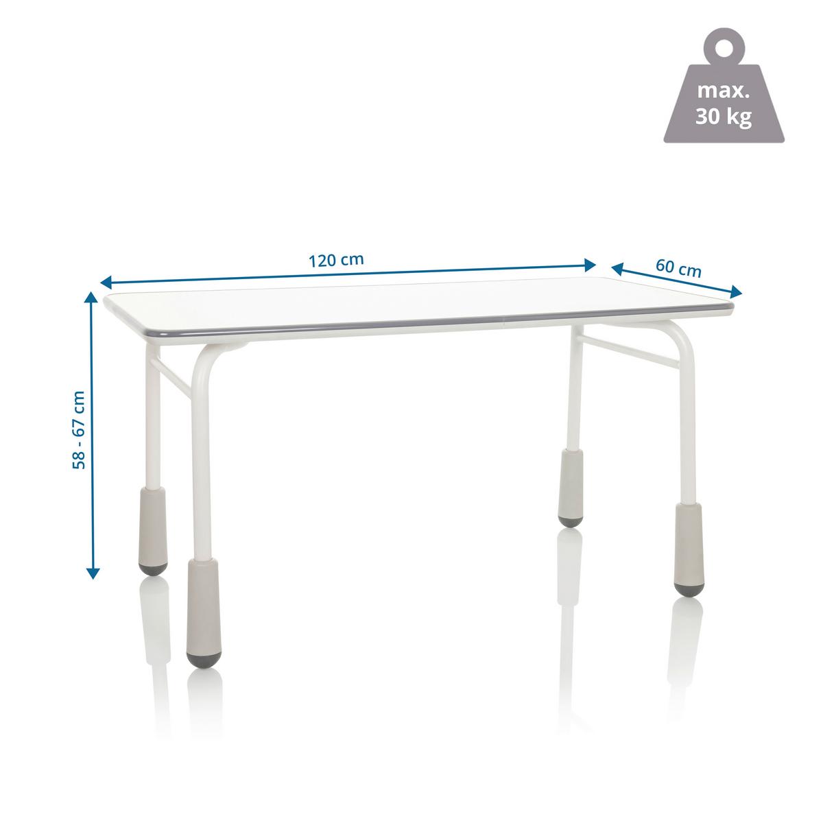 Jugendschreibtisch Kid Gro T - Hellgrau, Basics, Holzwerkstoff/Metall (120/58-67/60cm) - MID.YOU