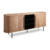 Kommode Kunja Akazie Massiv, B: 175 cm - Schwarz/Akaziefarben, Trend, Holz/Metall (175/80/40cm)