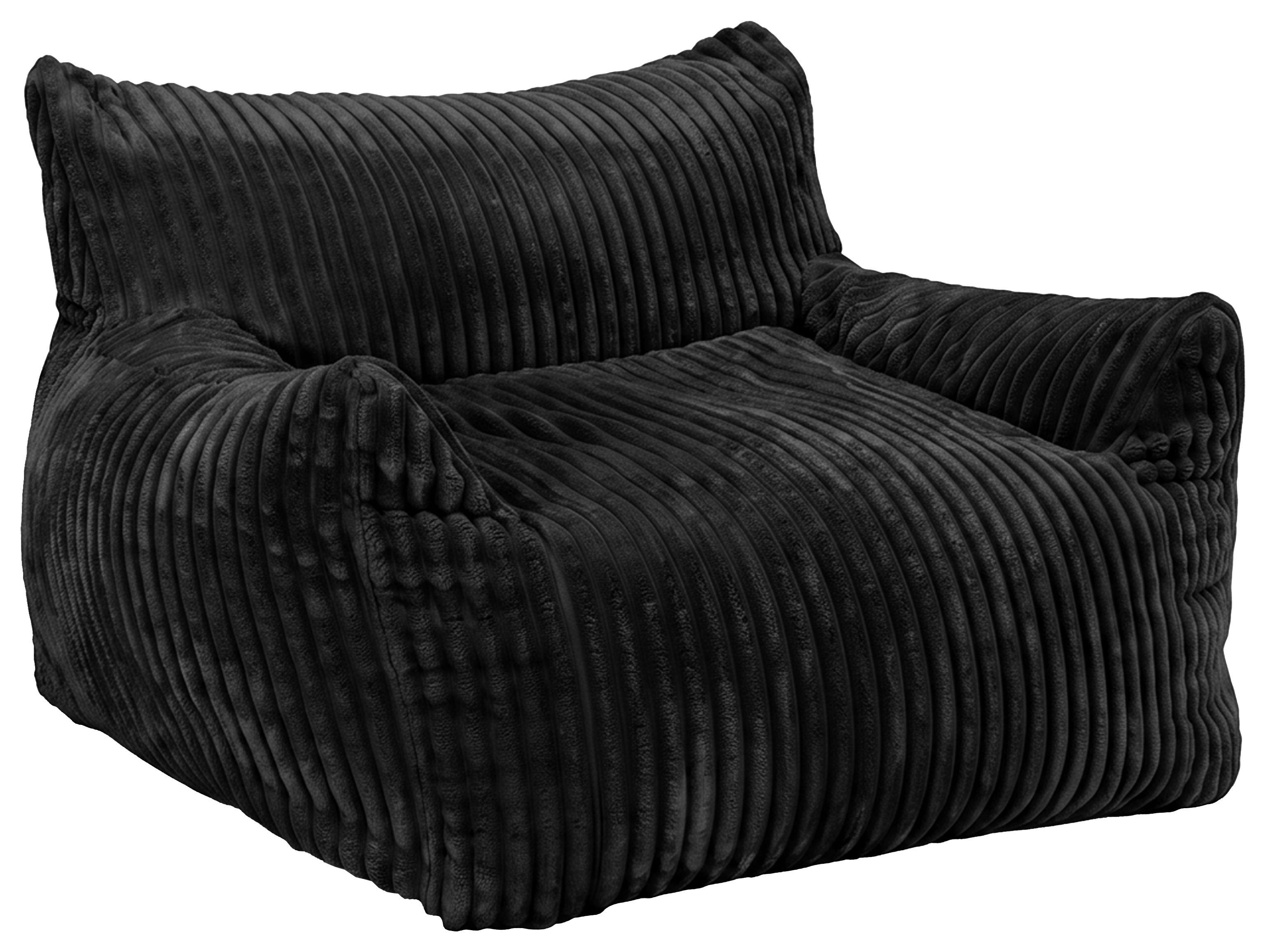Sitzsack Nubo Cord schwarz, Indoor, B: 104cm - Schwarz, Basics, Textil (104/75/95cm)