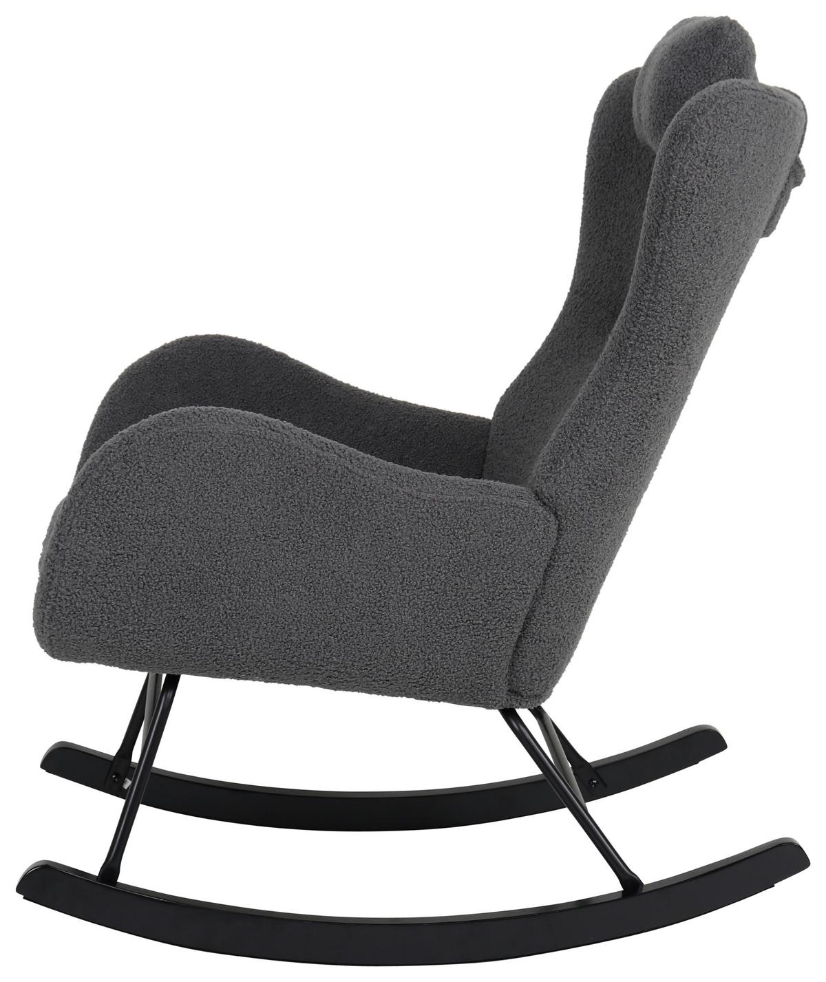 Schaukelsessel Teddy Teddy Grau, B: 66 Cm - Schwarz/Grau, MODERN, Holz/Textil (66/90/85cm)