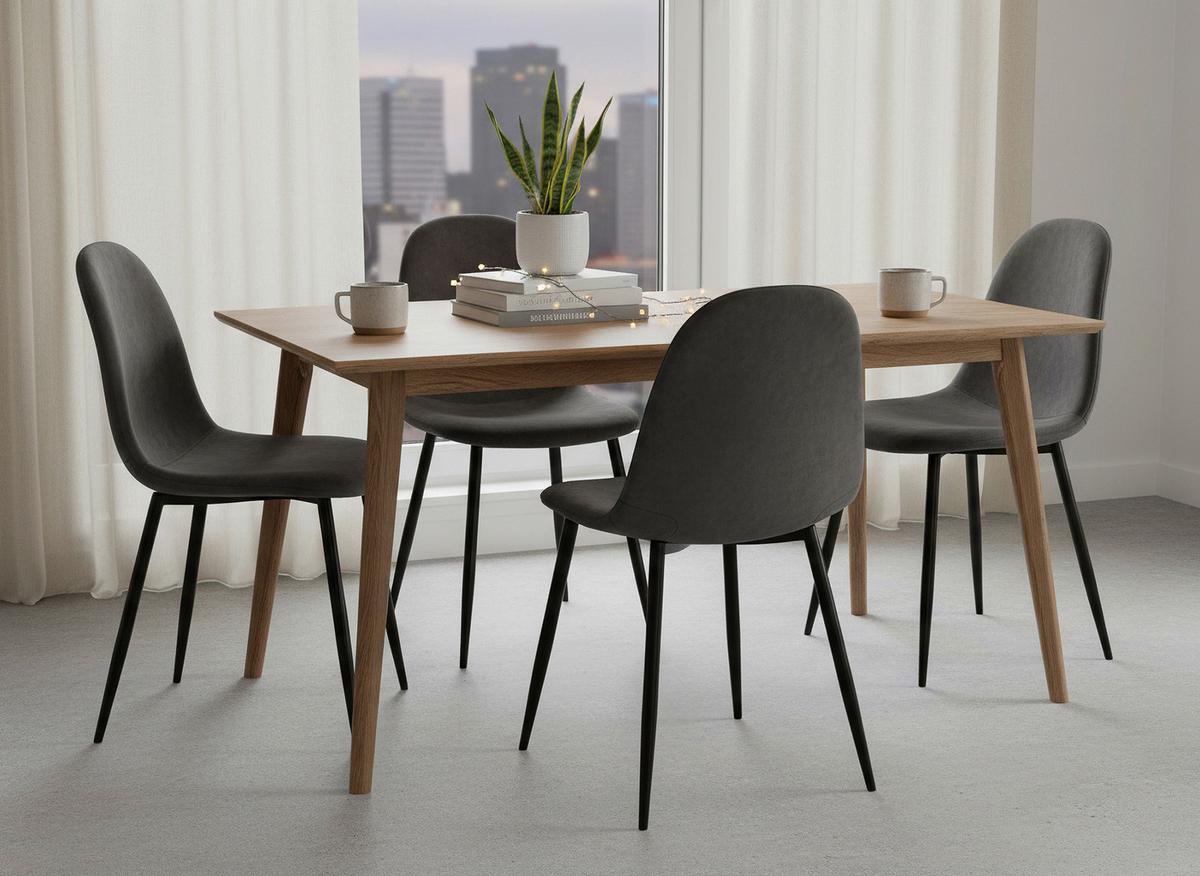 Stuhl-Set Monza Anthrazit/Schwarz B:44cm 2--Teilig - Anthrazit/Schwarz, Design, Textil/Metall (44/87/51cm) - MID.YOU