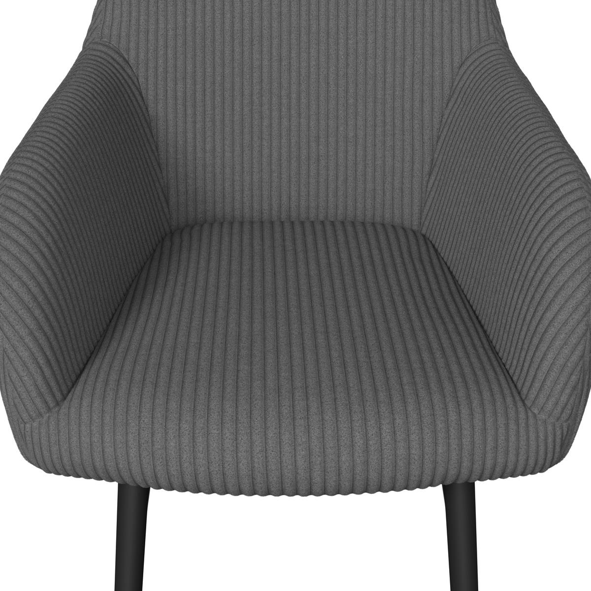 ŽIDLE S PODRUČKAMI ALANI ŠEDÁ - šedá/černá, Moderní, kov/textil (60/58/86cm) - Bessagi Home