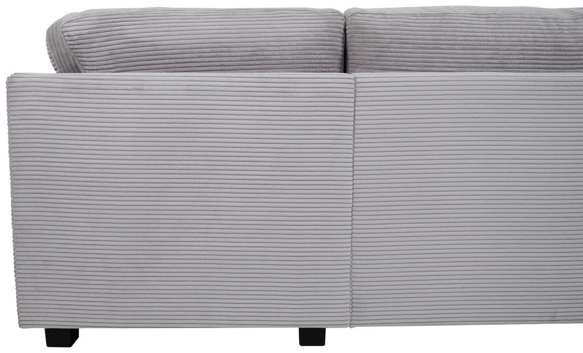 Souprava U MALTE, pravá, světle šedý manšestr - černá/světle šedá, Moderní, textil/plast (155/305/178cm) - Based