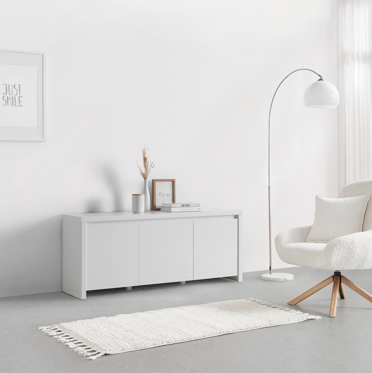 Nízka komoda LARIOS biela - čierna/biela, Modern, kompozitné drevo/plast (143/61/40cm) - Mömax