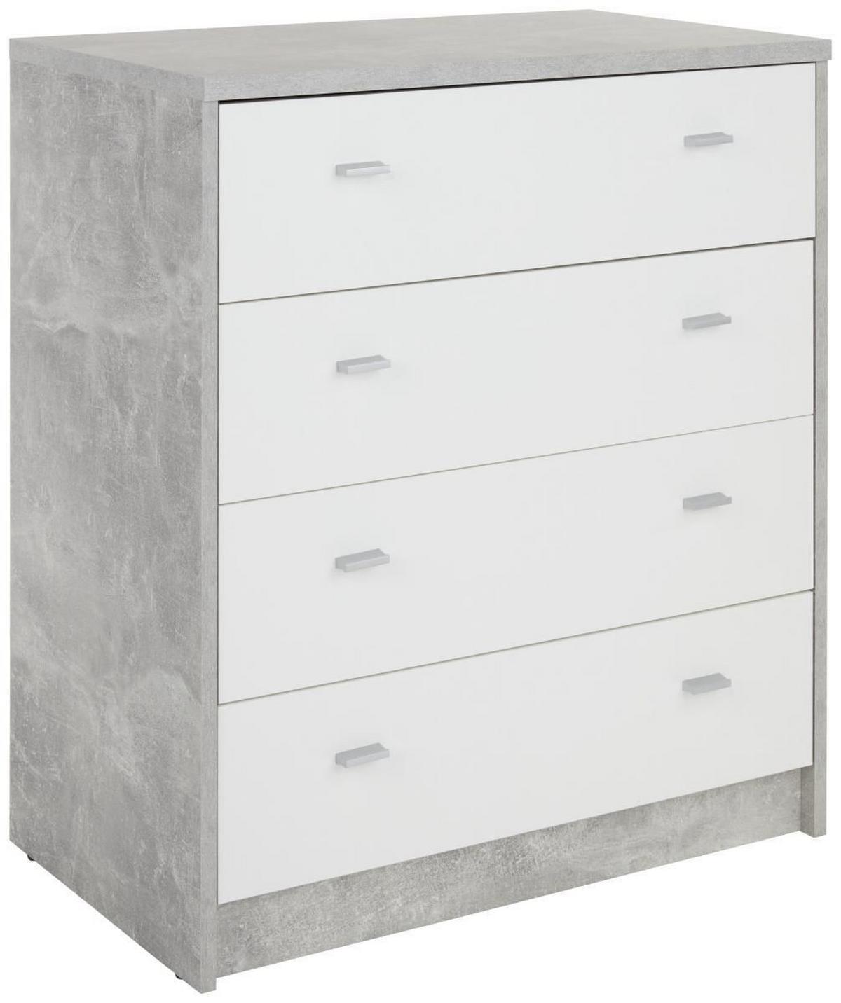 Kommode B 74cm 4-you New, Beton Optik/weiß - Schwarz/Weiß, MODERN, Holzwerkstoff (74/85,4/44,5cm)