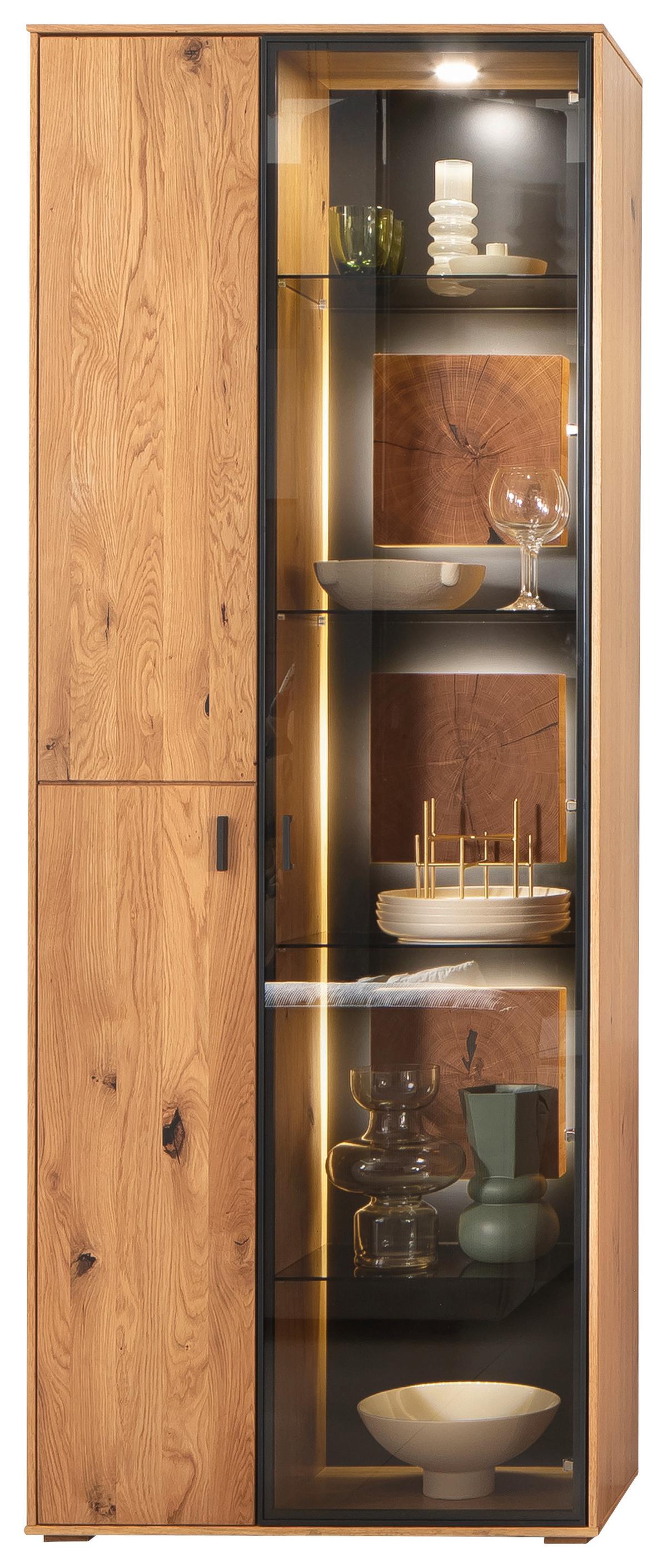 Vitrine Assini Wildeiche B: 78 cm - Wildeiche, Design, Glas/Holz (78/206/37cm) - MID.YOU