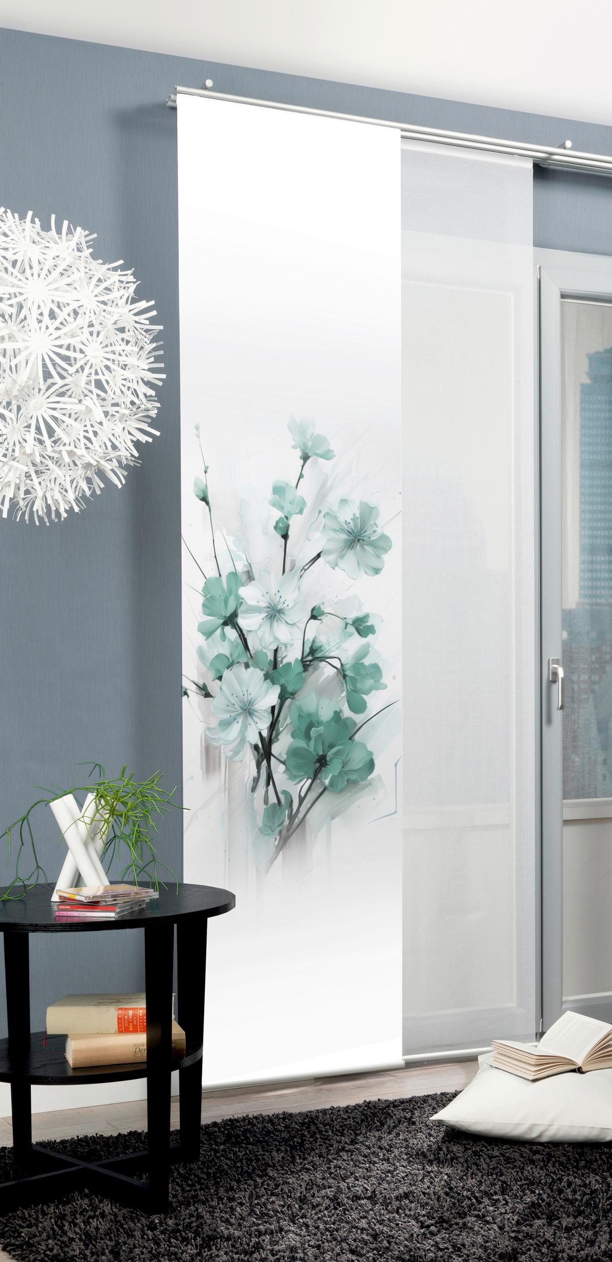 Flächenvorhang Lotus - Salbeigrün/Weiß, Natur, Textil (60/245cm)