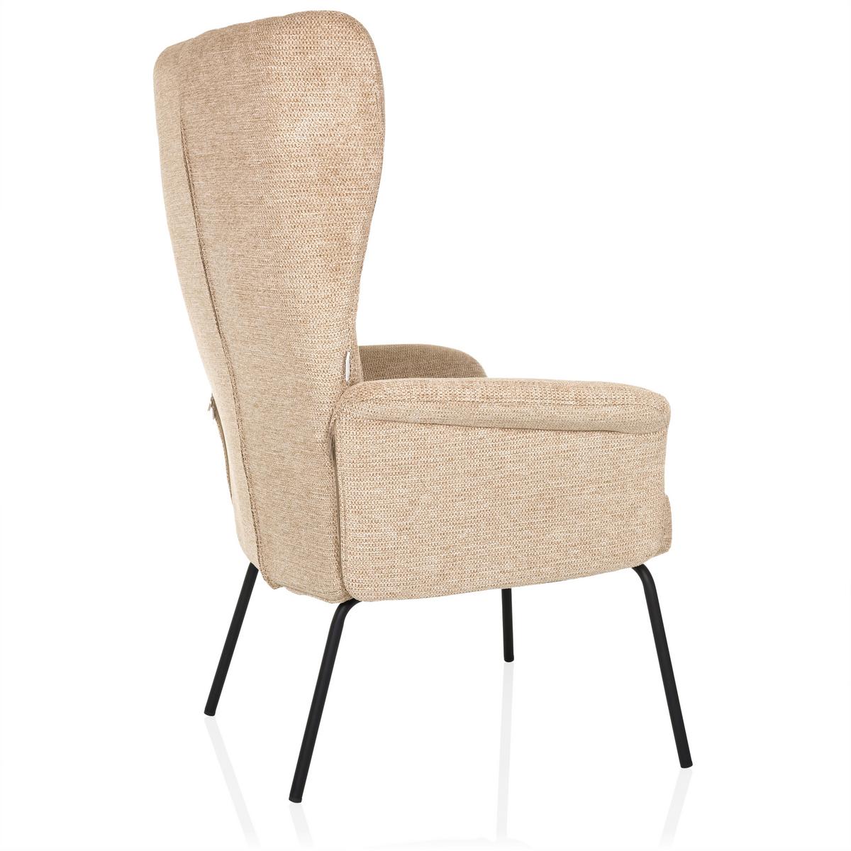 Ohrensessel Havenio Beige B: 71 cm - Beige/Schwarz, MODERN, Textil (71/110/71cm) - MID.YOU