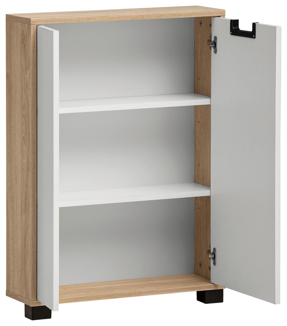 Unterschrank Eiche Artisan/weiß B: 59,8 - Schwarz/Eiche Artisan, Design, Holzwerkstoff (59,8/85,2/195,5cm) - MID.YOU