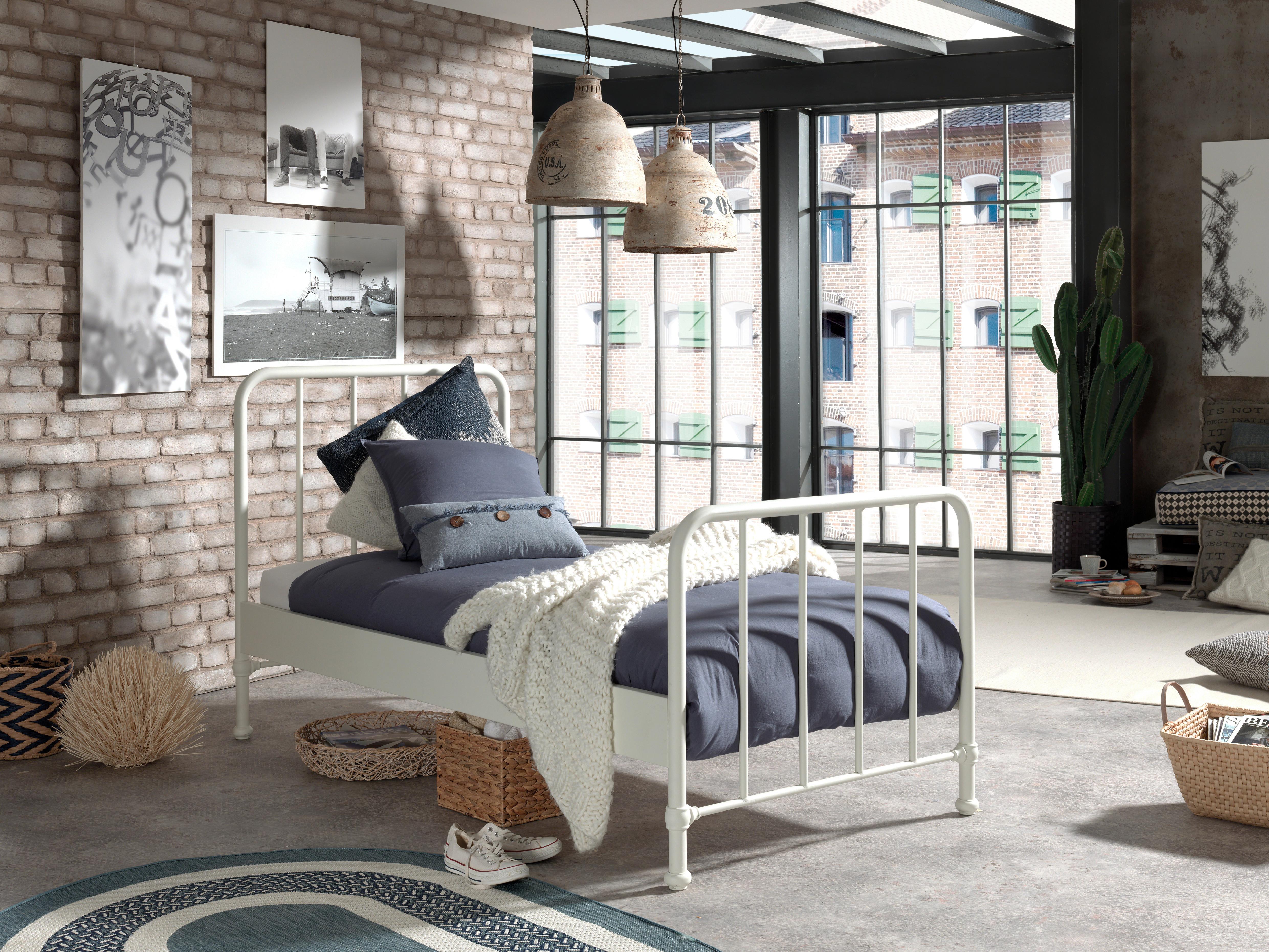 Posteľ pre deti a mládež BRONXX biela matná - biela, Modern, kov/drevo (90/200cm) - MID.YOU