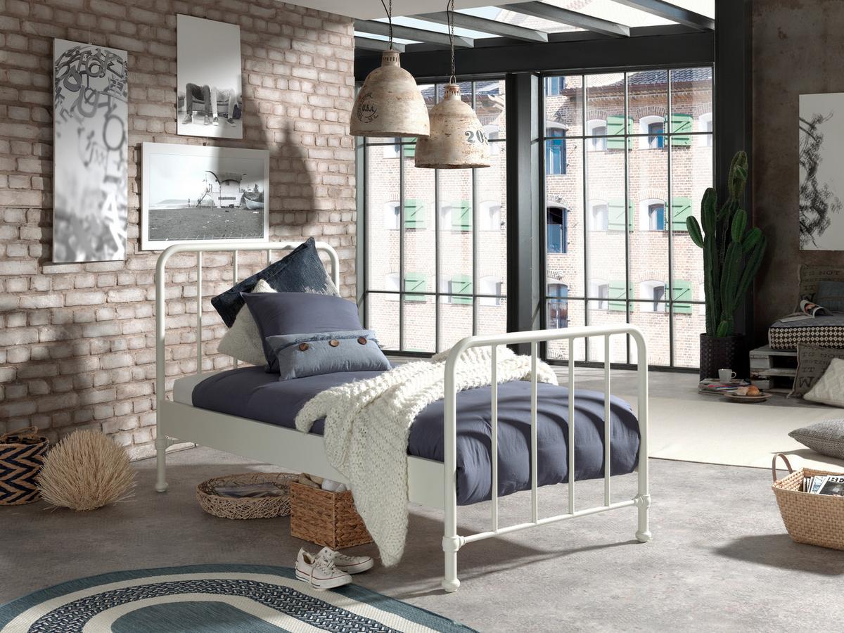Postel pro děti a mládež BRONXX bílá matná - bílá, Moderní, kov/dřevo (90/200cm) - MID.YOU