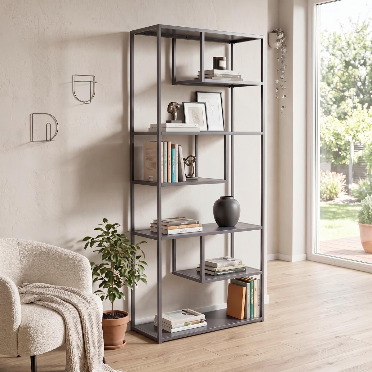 REGAL STAAL - Hellgrau, Design, Metall (85/188/35cm) - Livetastic