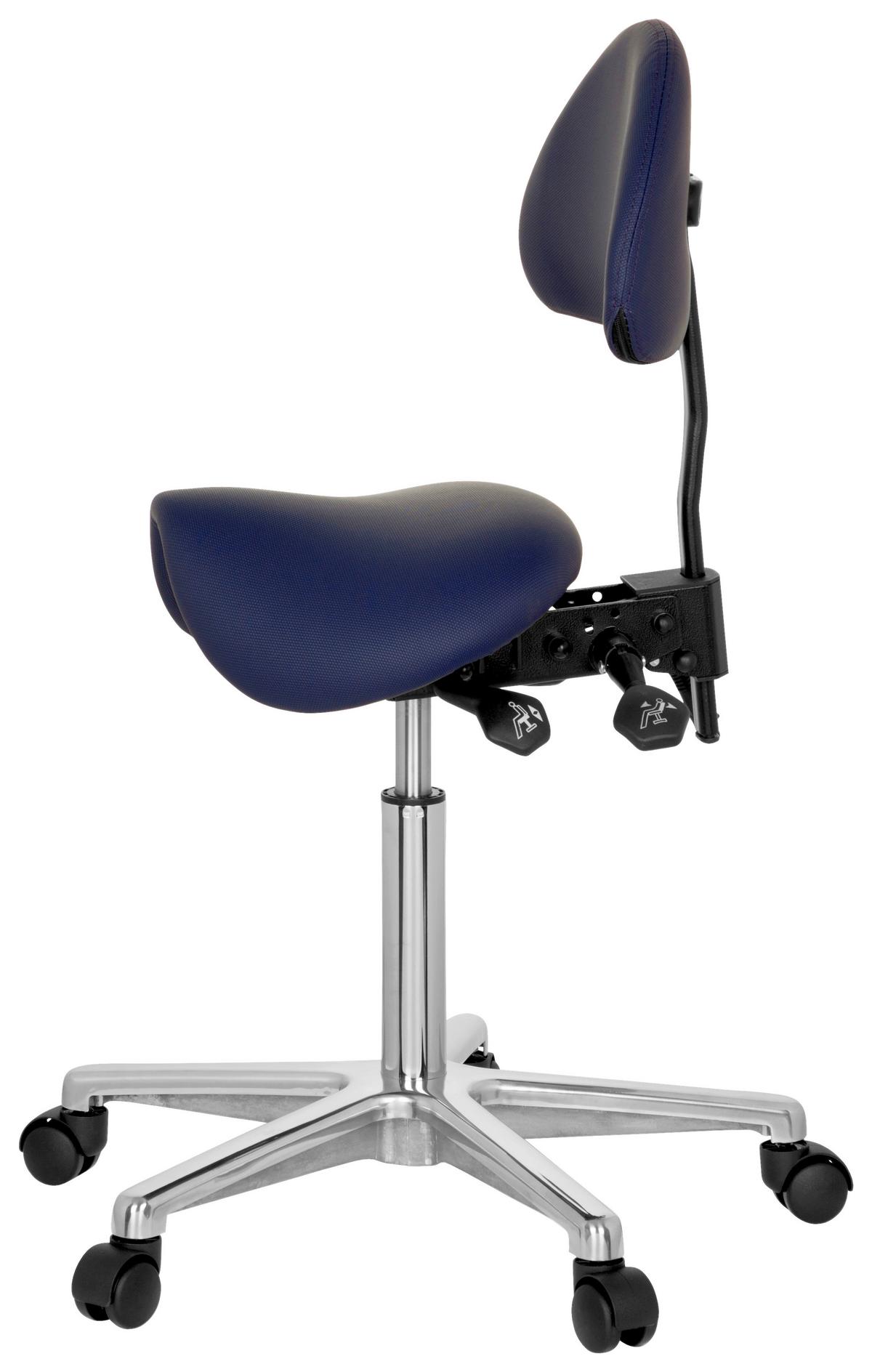 Bürohocker Top Work 20 Lederlook Blau Bis 110kg - Blau/Alufarben, MODERN, Kunststoff/Textil (36/105/40cm) - MID.YOU