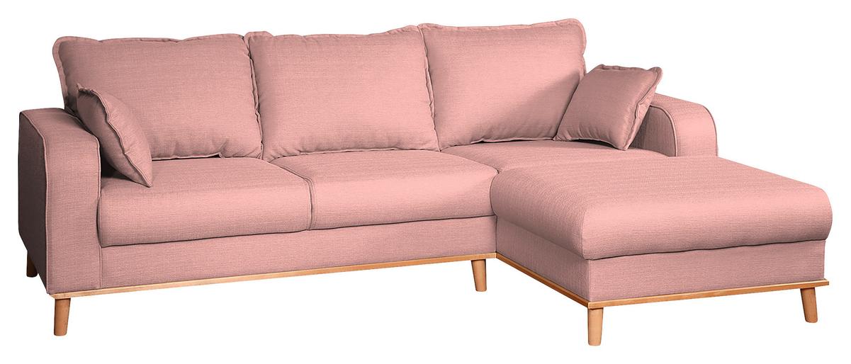 Ecksofa Beata Rosa S: 230x150 cm - Wengefarben/Rosa, Design, Textil (230/150cm) - Livetastic