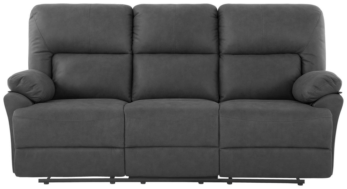 Trojmiestna pohovka CLARA, sivá, s relaxačnou funkciou - čierna/sivá, Basics, kov/drevo (200/99.5/94cm) - Livetastic