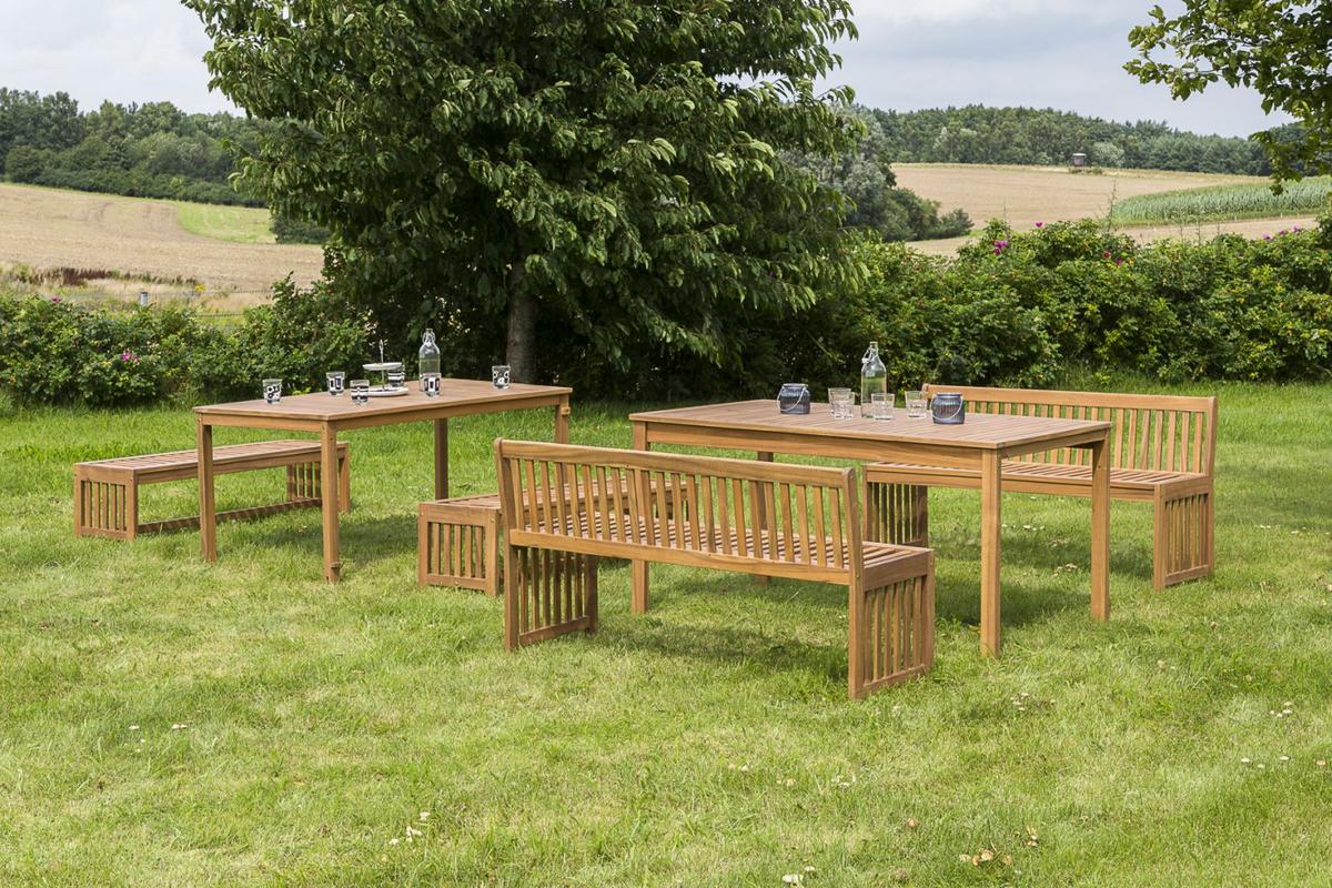 Gartengarnitur Hawaii 6-teilig Holz Natur Incl. 4 Auflagen - Multicolor/Akaziefarben, Basics, Holz/Textil - Gardenson