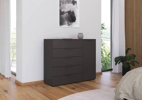 Kommode 120 cm Flipp Graphitfarben - Schwarz/Graphitfarben, MODERN, Holzwerkstoff (120/100/42cm) - Rauch Möbel