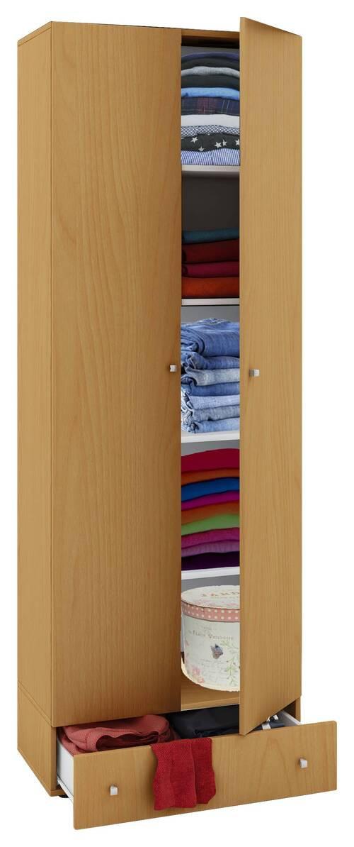Víceúčelová skříň VANDOL barvy buku - černá/barvy stříbra, Moderní, kompozitní dřevo/plast (70/198/39cm) - MID.YOU