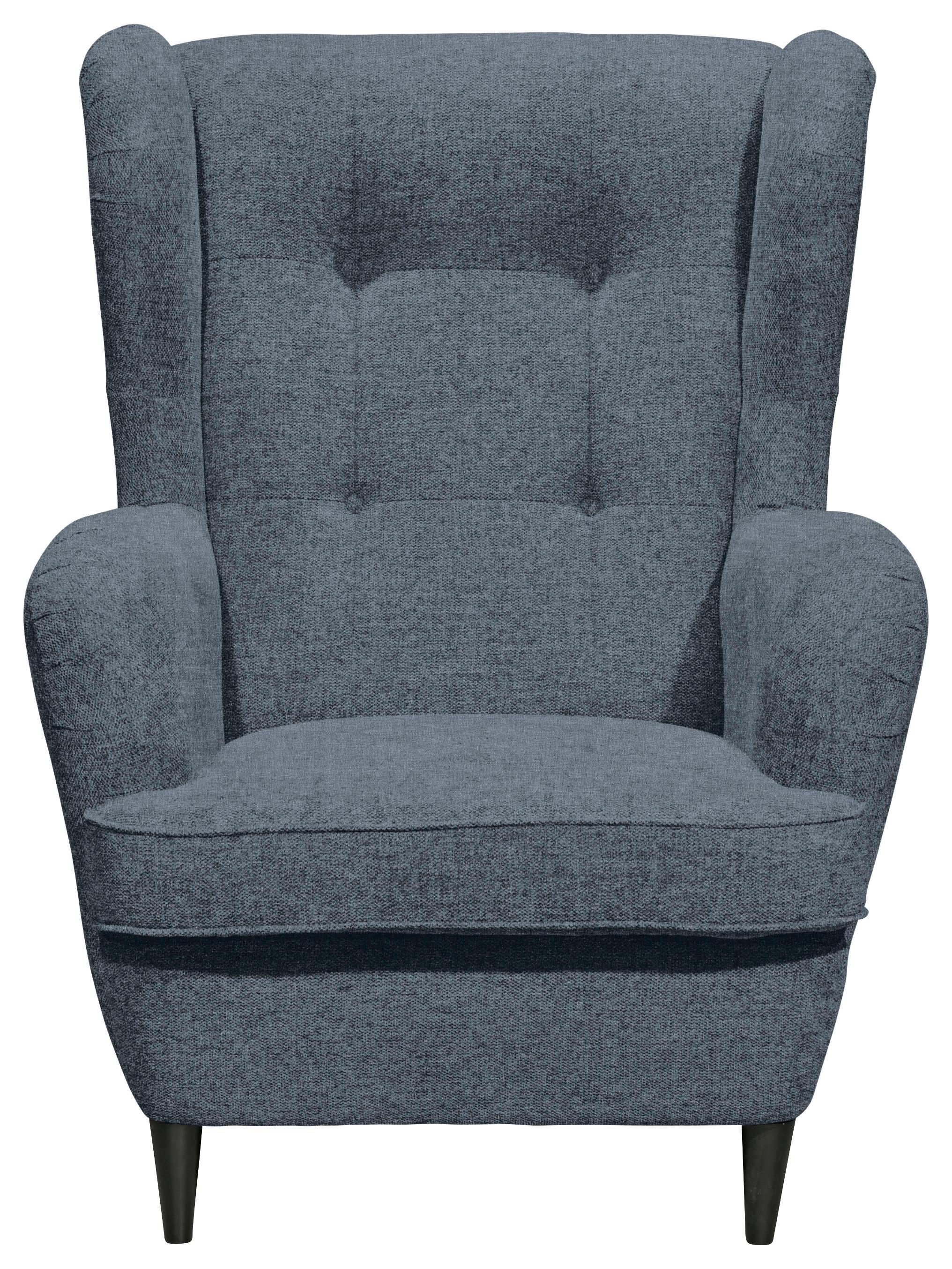 Ohrensessel Oskar Blau B: 78 Cm - Blau/Schwarz, Basics, Textil (78/102/98cm) - MID.YOU