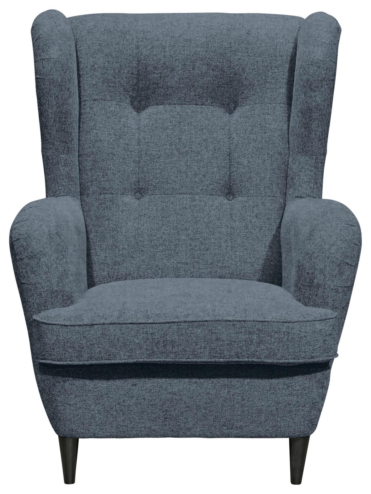 Ohrensessel Oskar Blau B: 78 cm - Blau/Schwarz, Basics, Textil (78/102/98cm) - MID.YOU