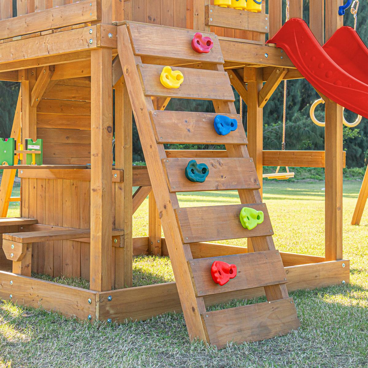Spielturm Mit Rutsche Rot - Anthrazit/Rot, Basics, Holz/Kunststoff (435/410/305cm) - Ambia Garden