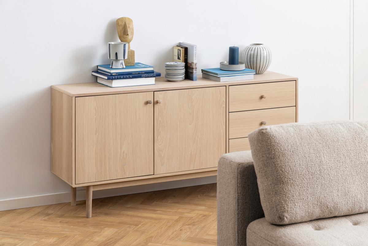 Sideboard 160 Cm Aston, Echtholzfurnier Eiche - Eichefarben, MODERN, Holz (160/75/40cm) - MID.YOU