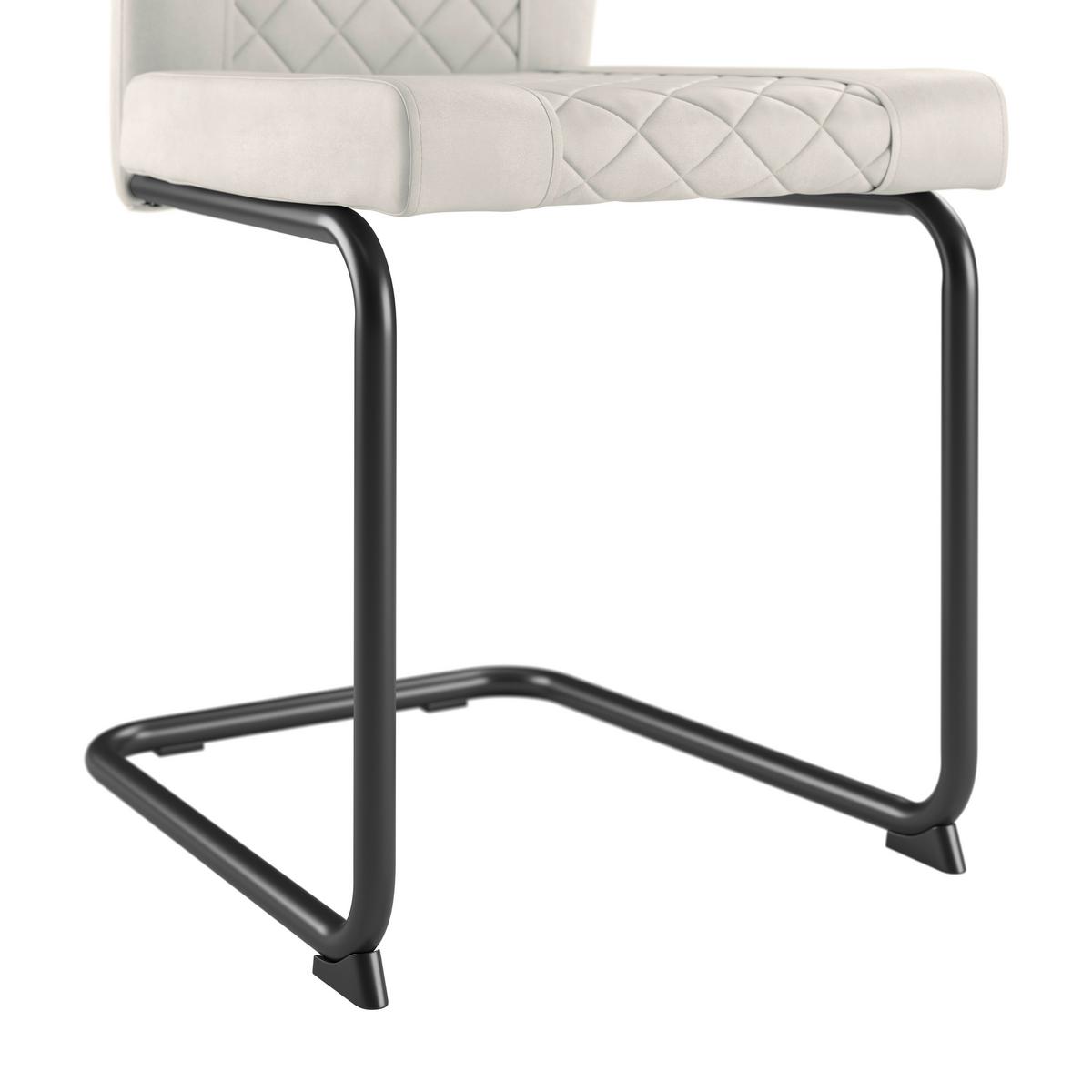 Stuhl Nina Velours Beige, B: 49 Cm - Beige/Schwarz, MODERN, Textil/Metall (49/90/60cm)