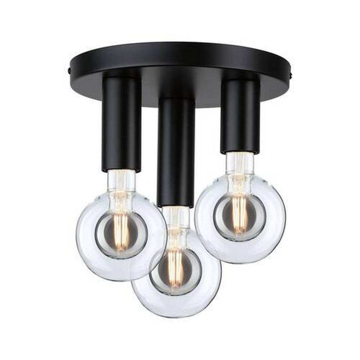 Deckenleuchte Ø 24 cm 3-Flammig dimmbar Rund - Schwarz, Basics, Metall (24/14,5cm) - Paulmann
