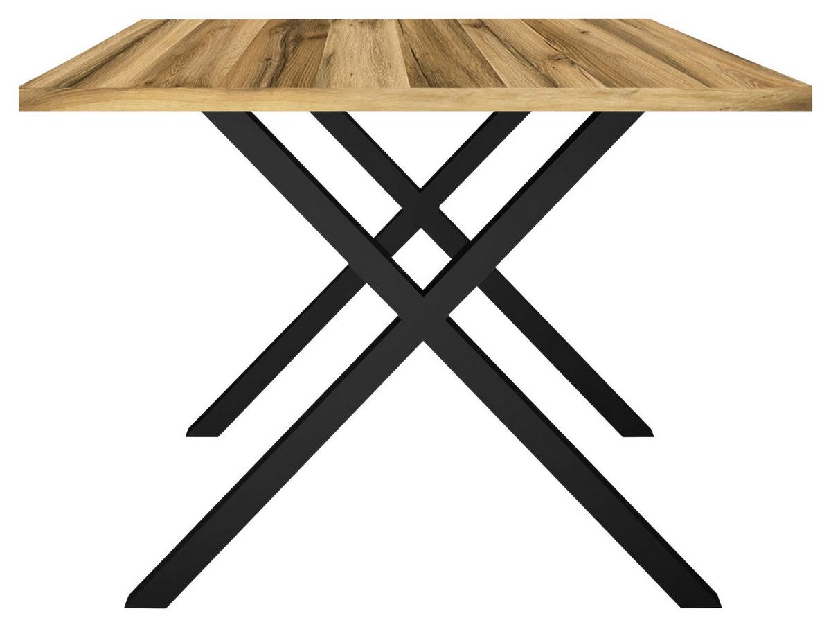 Esstisch Alex Schwarz, Plankeneiche - Plankeneiche/Schwarz, MODERN, Holzwerkstoff/Metall (180/90/78cm) - Livetastic