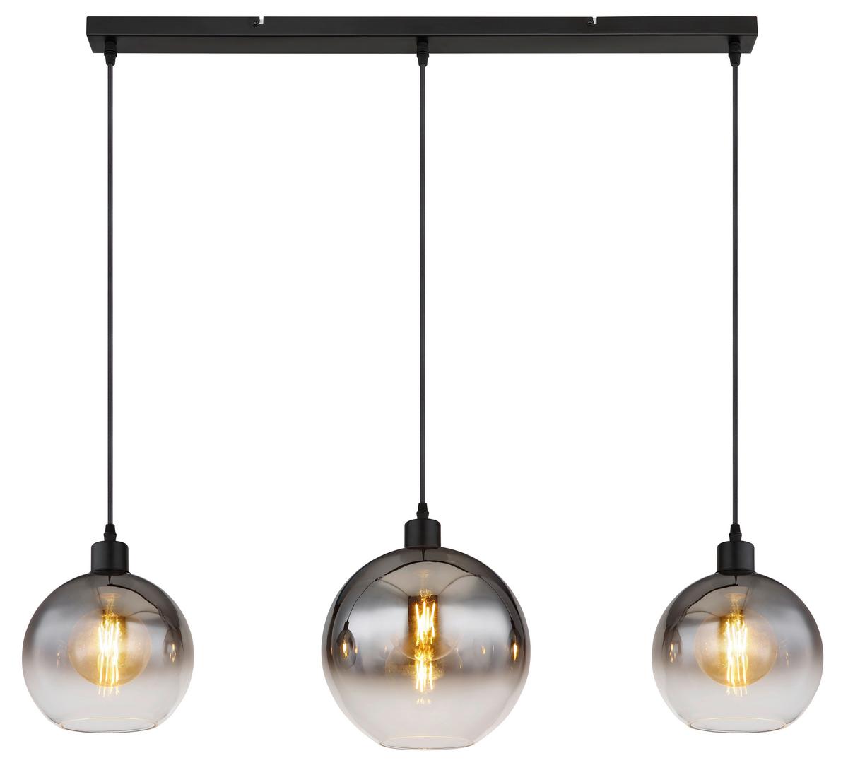 Hängeleuchte 58227-3hb - Schwarz, Design, Glas/Metall (95/25/120cm) - Globo