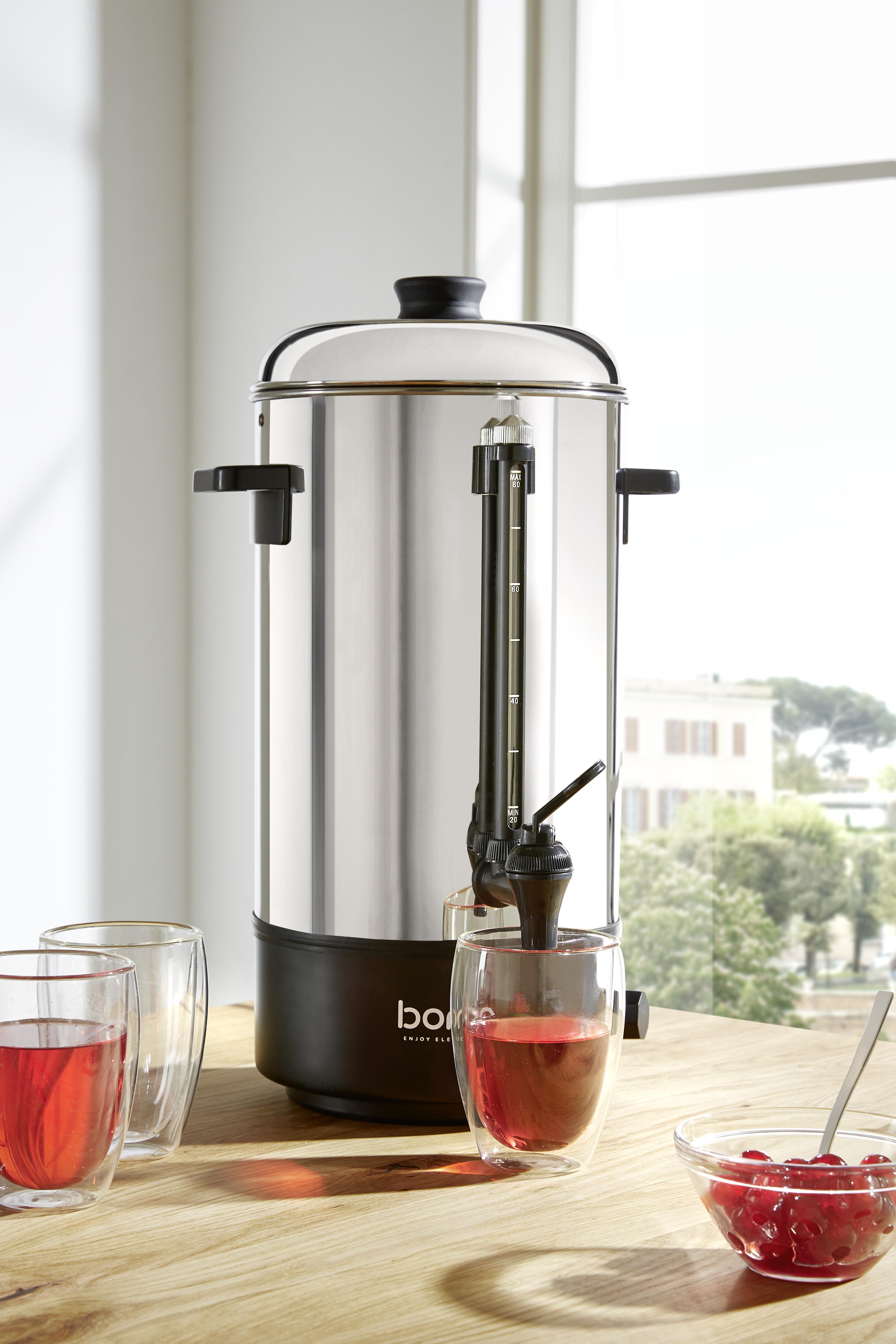 Heißgetränkespender Mit Zapfhahn 8 Liter Bis 100 Grad - Edelstahlfarben/Schwarz, Basics, Metall (33,5/58cm) - Bono