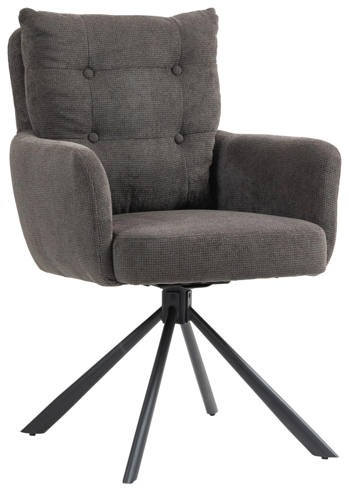 Armlehnstuhl Lina Anthrazit Sitzfl. 180°drehb.,b: 60cm - Dunkelgrau/Anthrazit, KONVENTIONELL, Textil/Metall (60/95/67cm) - MID.YOU