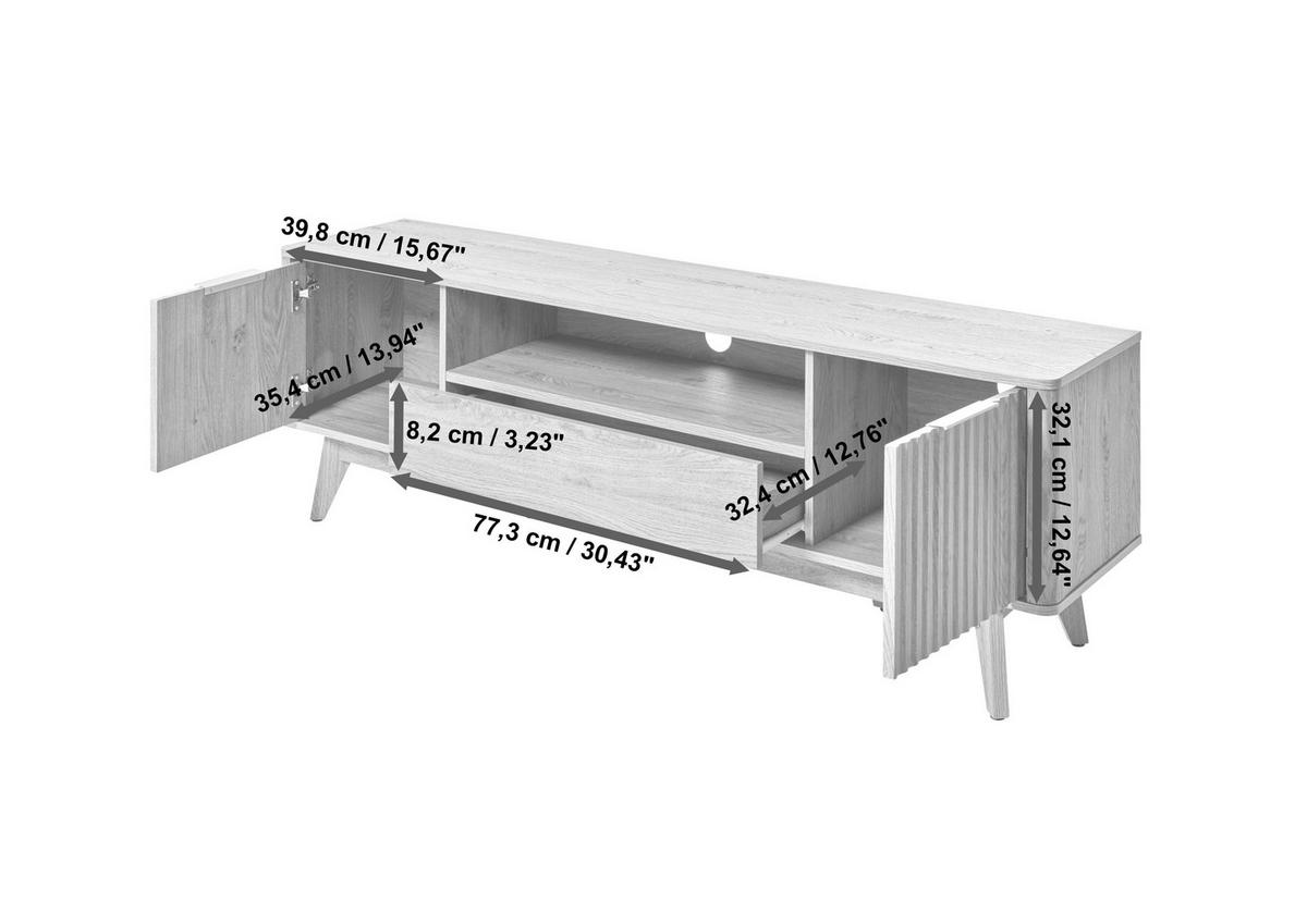 Lowboard Wave TV 170 B: 169,5 cm Eichefarben - Eichefarben, MODERN, Holzwerkstoff (169,50/54,5/40cm) - Livetastic