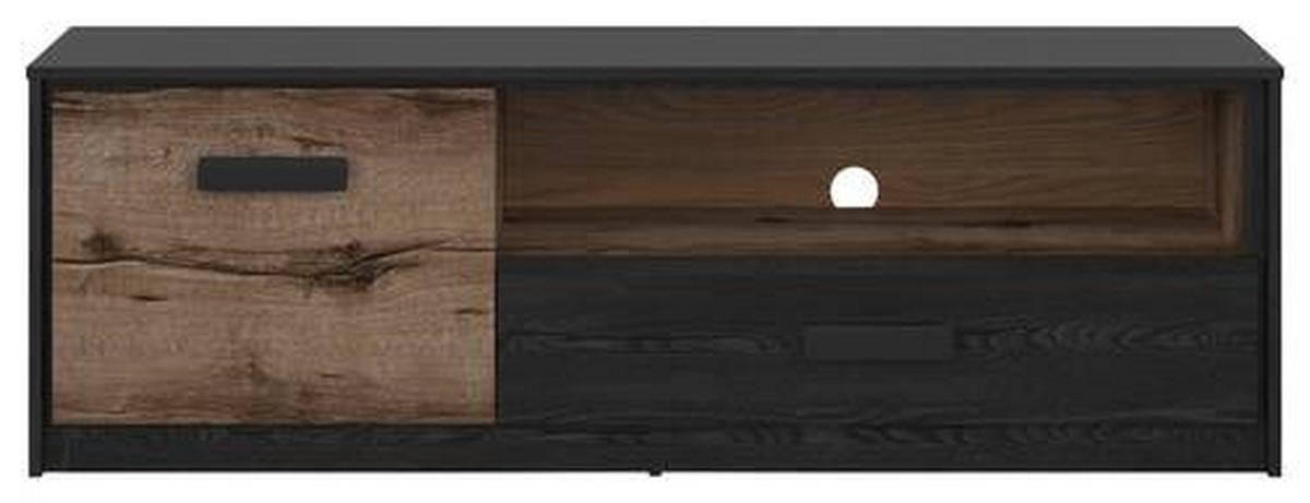 Lowboard Kassel Tv Stand - Eichefarben/Schwarz, Design, Holzwerkstoff (150/49/41cm)