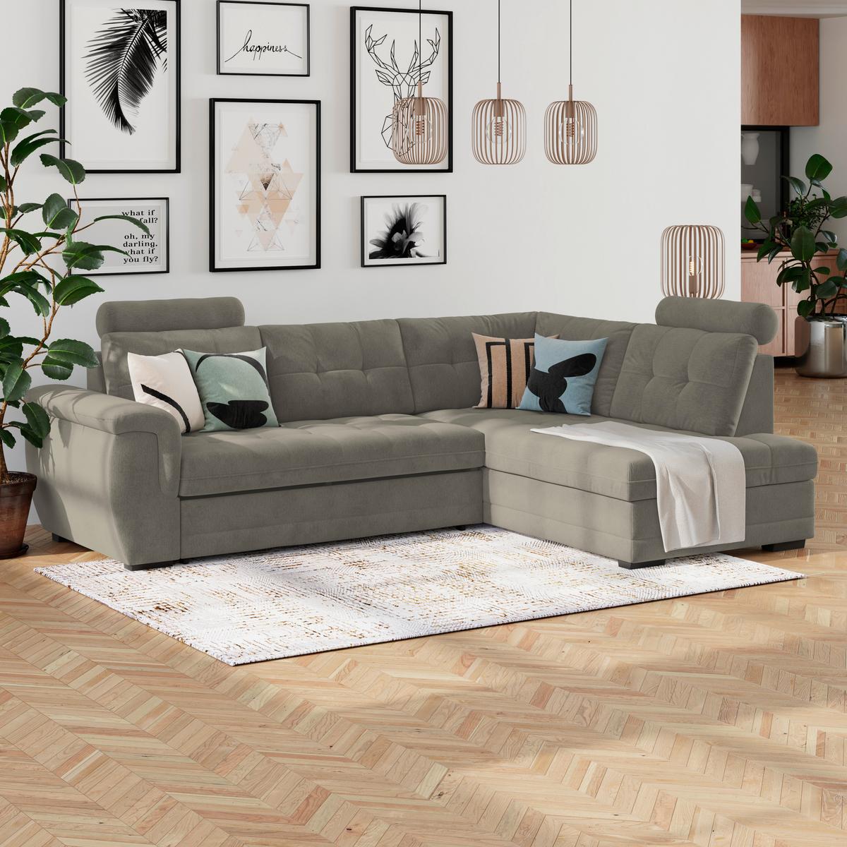 Ecksofa mit Schlaffunktion Falco new Braun 183x251 cm - Schwarz/Braun, KONVENTIONELL, Textil (183/251cm) - Ondega