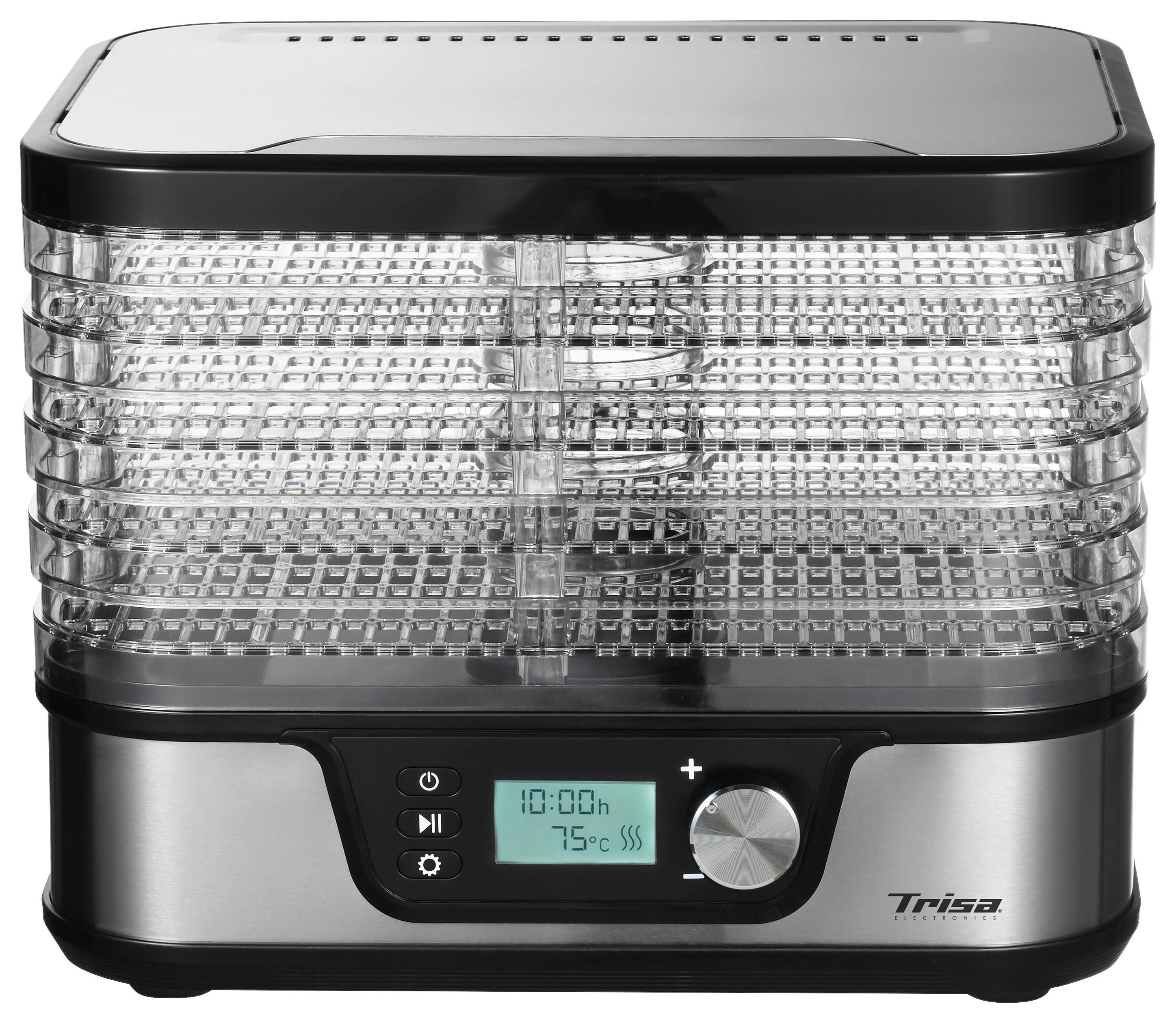 Dörrautomat Mit 5 Etagen, Thermostatregler 35-75 Grad - Edelstahlfarben, KONVENTIONELL, Kunststoff (26,5/31,7/26,3cm)