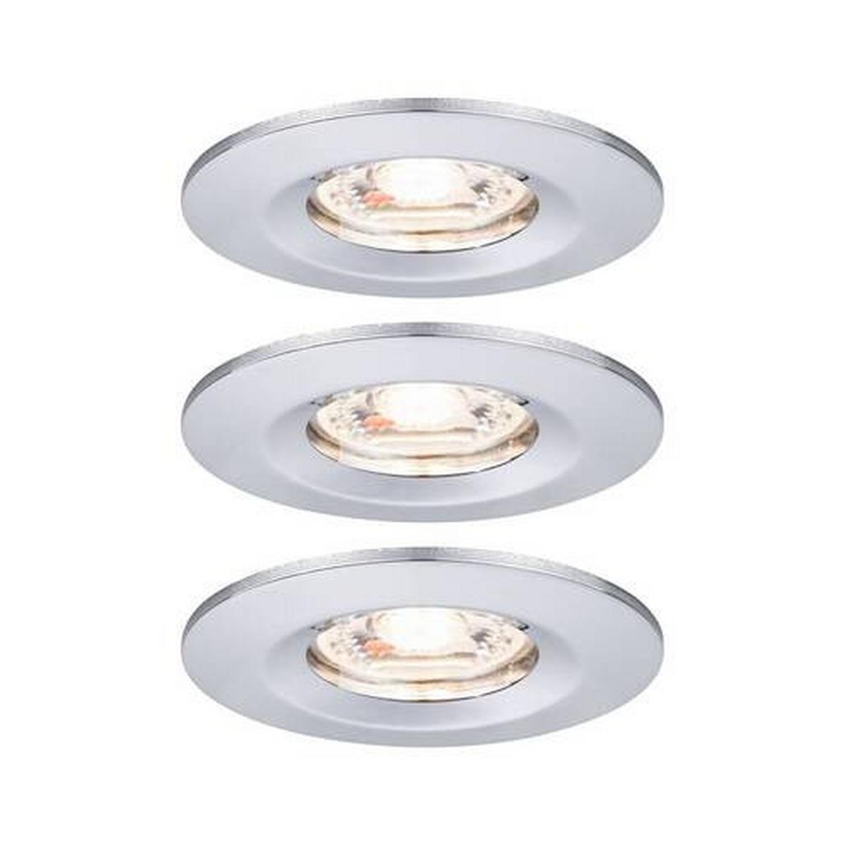 LED-Deckenleuchte Ø 6,5 cm 3er-Set Alufarben Rund - Chromfarben/Alufarben, Basics, Metall (6,5cm) - Paulmann