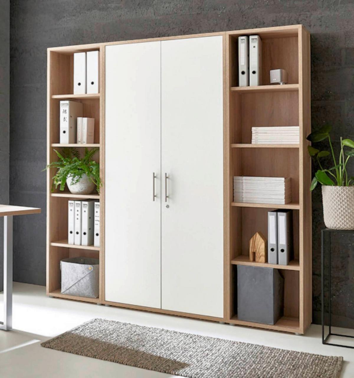 Büro Office Edition Mini Sonoma Eiche Dekor/Weiß - Weiß/Sonoma Eiche, MODERN, Holzwerkstoff/Metall - MID.YOU