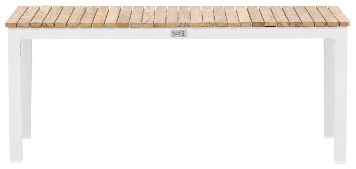 Loungetisch Brasilia - Weiß/Teakfarben, KONVENTIONELL, Holz/Metall (110/60/45cm) - Gardenson