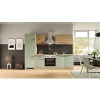 Küchenblock Cara Eiche Artisan/grün B: 270 Cm - Schilfgrün/Eiche Artisan, MODERN, Holzwerkstoff (270cm) - FlexWell