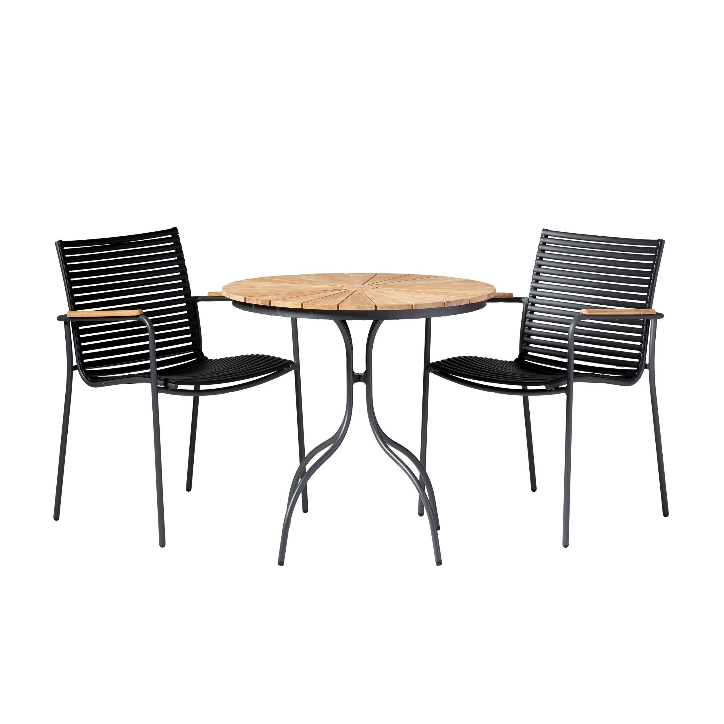 Balkonmöbel Set Ellen Teakholz/kunststoff - Anthrazit/Schwarz, Natur, Holz/Kunststoff - Gardenson