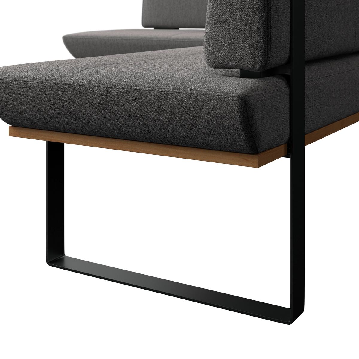 Eckbank Tristan Webstoff grau, S:175x225cm - Schwarz/Grau, MODERN, Holz/Textil (175/225cm) - James Wood