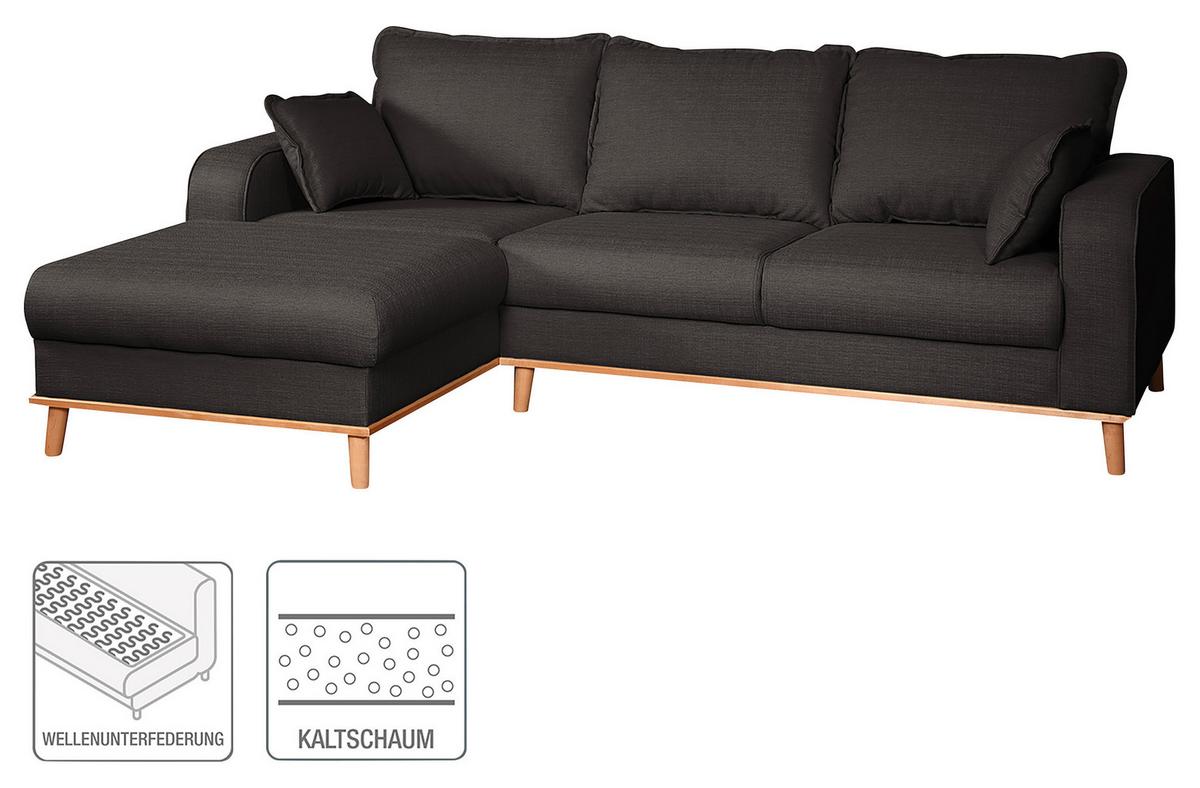 Ecksofa Beata Dunkelgrau S: 150x230 cm - Wengefarben/Dunkelgrau, Design, Textil (150/230cm) - Livetastic