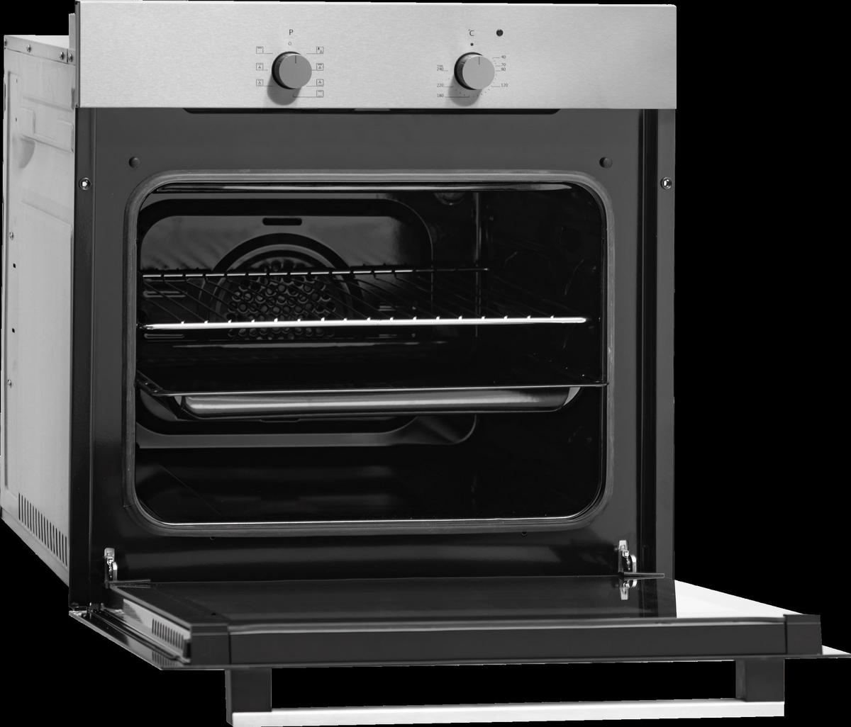 Einbau-Backofen B: 59,5 cm Schwarz/Edelstahlfarben - Edelstahlfarben/Schwarz, Trend, Glas/Metall (59,5/59,5/56,5cm) - Respekta