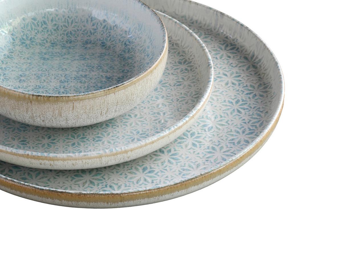 Tafelservice Uno Emiliana 12--Teilig., Creme, Hellblau - Creme/Hellblau, Basics, Keramik - Creatable