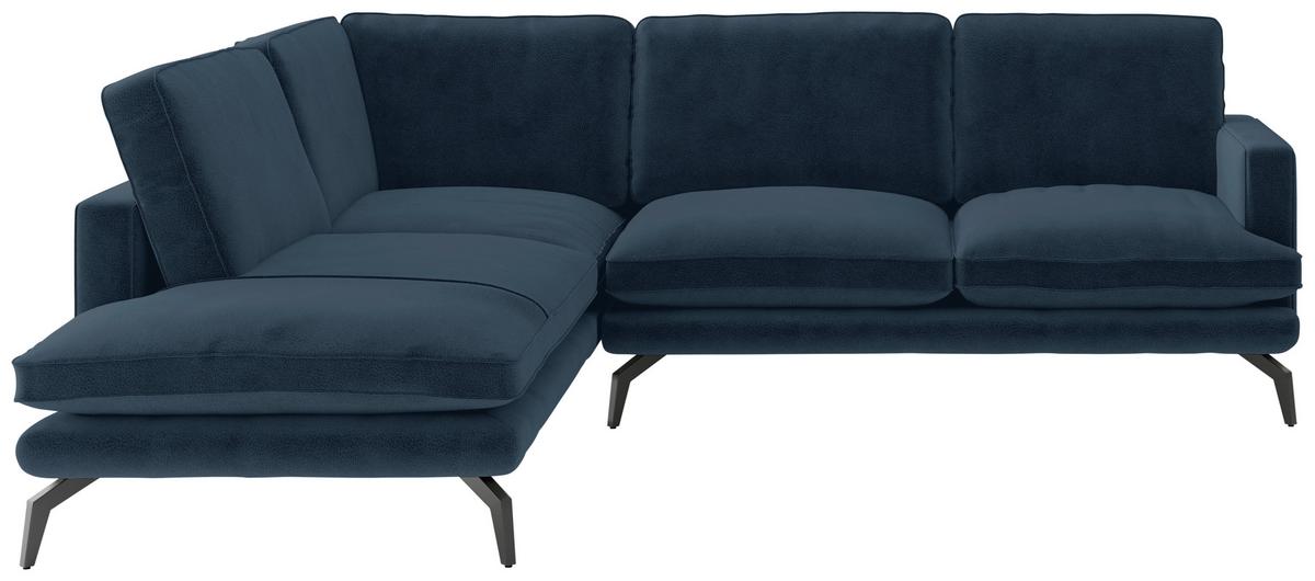 Ecksofa Bali - Schwarz/Dunkelblau, Design, Textil (202/250cm) - Livetastic