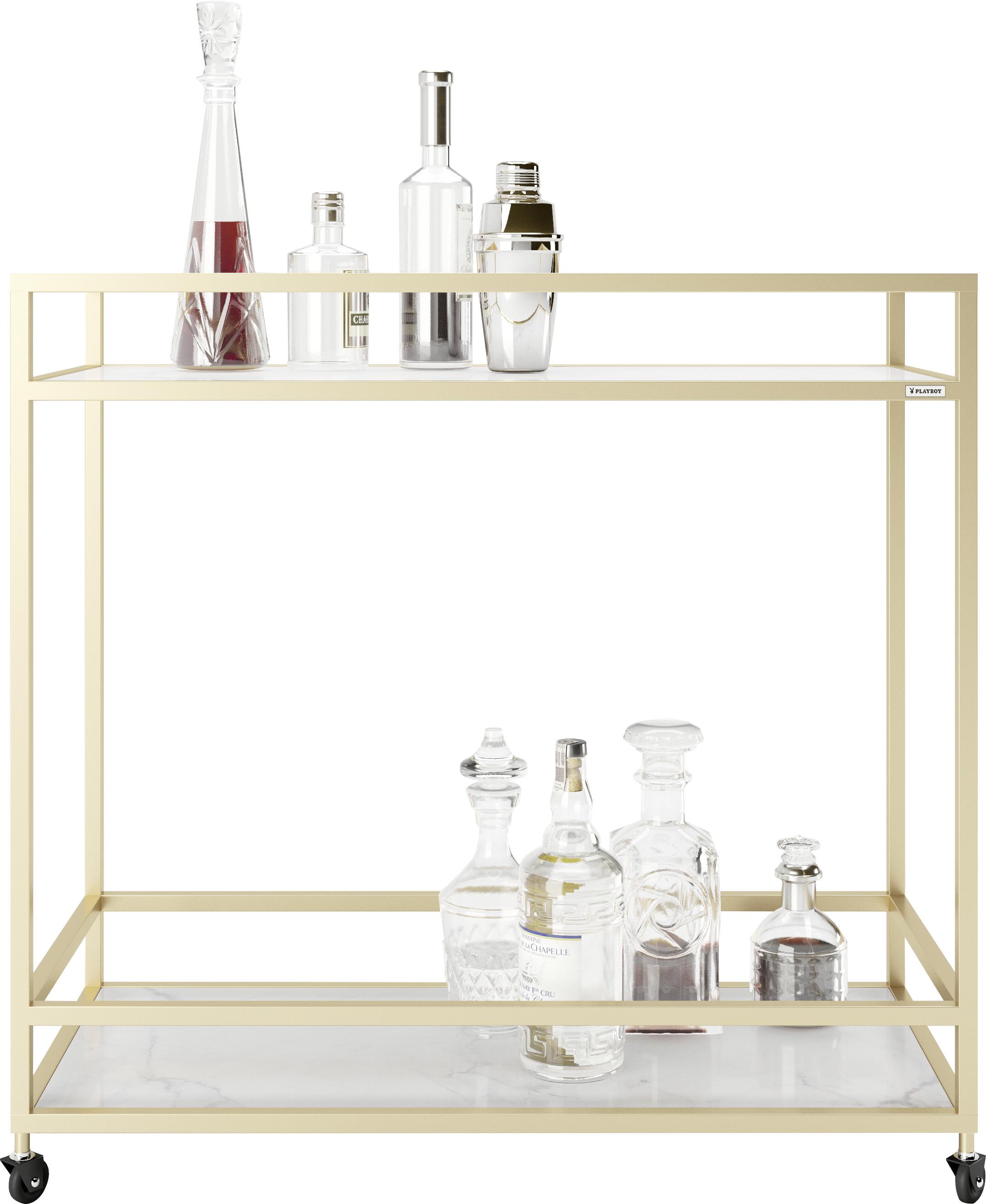 Servierwagen Glas/Metall Ginger Goldfarben - Goldfarben, Design, Glas/Metall (90/40/87cm) - Playboy