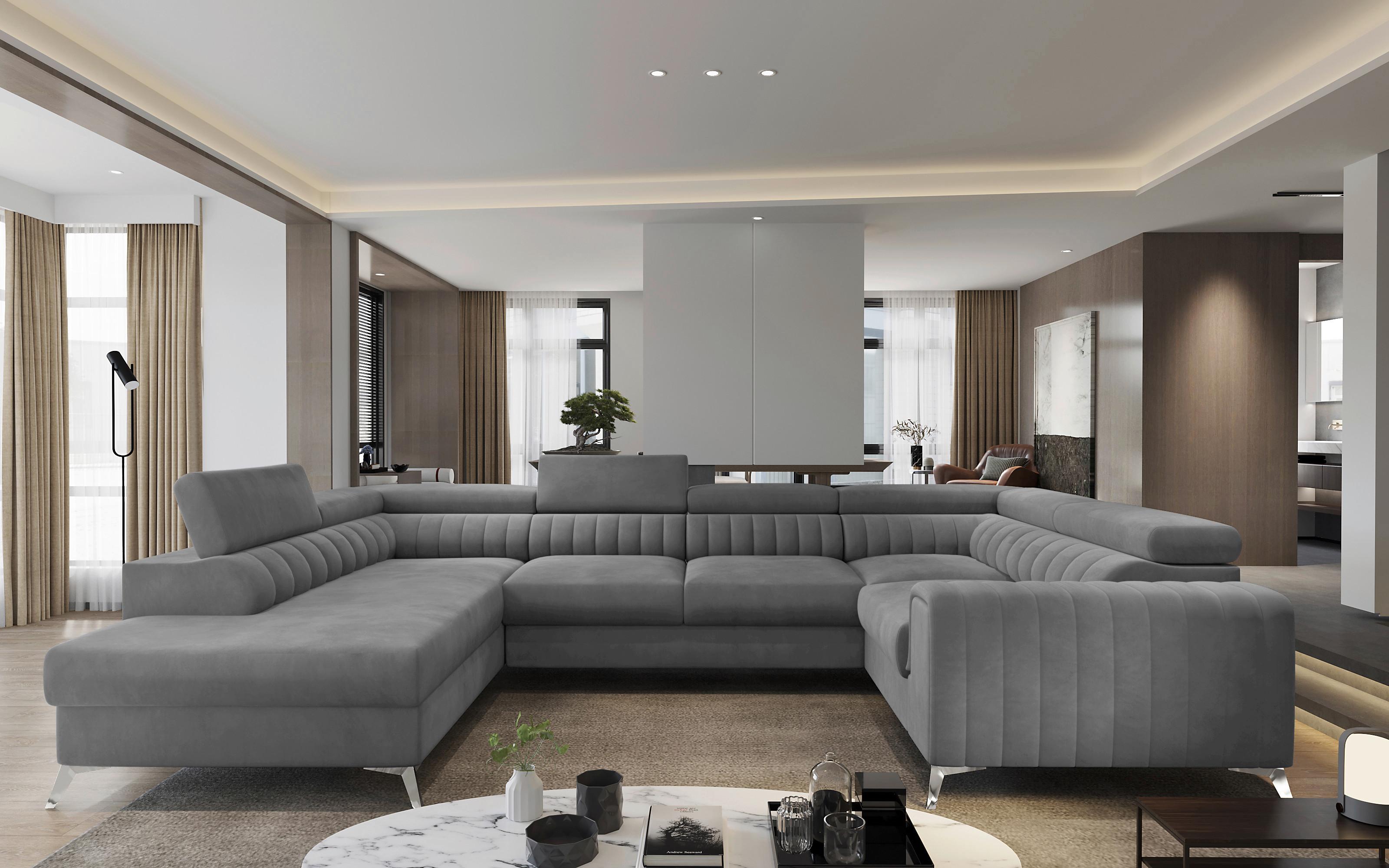 Wohnlandschaft Louies Grau U: 202x347x202 cm - Silberfarben/Grau, Design, Textil (202/347/202cm) - MID.YOU